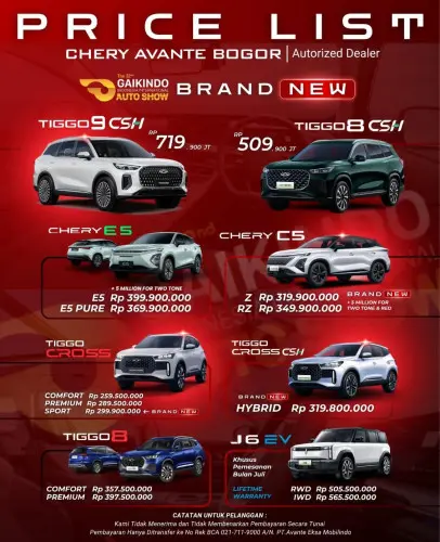 Pricelist Harga Chery cengkarengtimur 2025